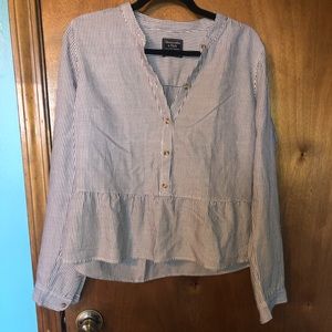 Chambray blue & white peplum